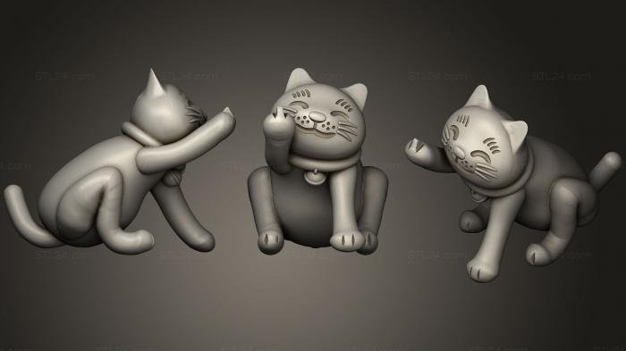 Animal figurines (Fu Cat, STKJ_0986) 3D models for cnc